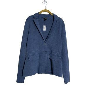 Talbots NWT Pure Wool Blue Cardigan Sweater Small